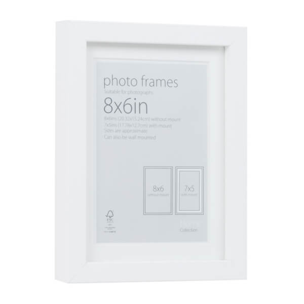 Photo Frame White 8 x 6 with 7 x 5 Mount Aperture Homebase