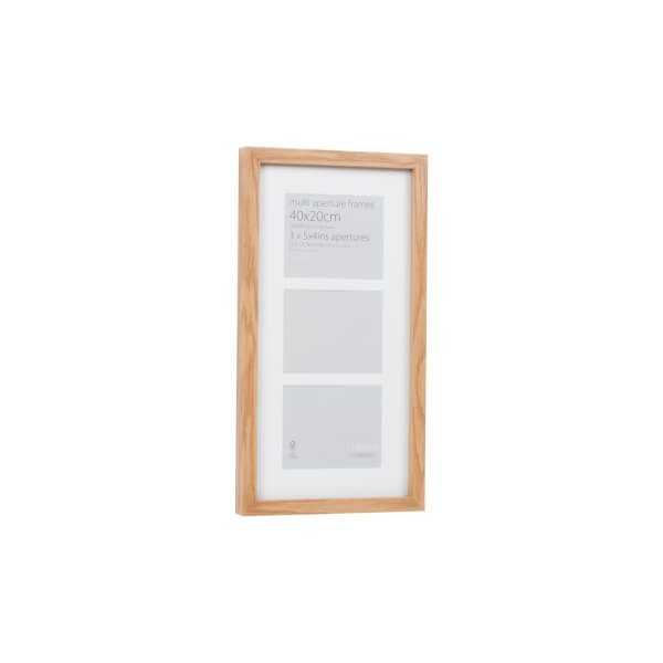 Multi Aperture Photo Frame Block Oak 40 x 20cm Homebase
