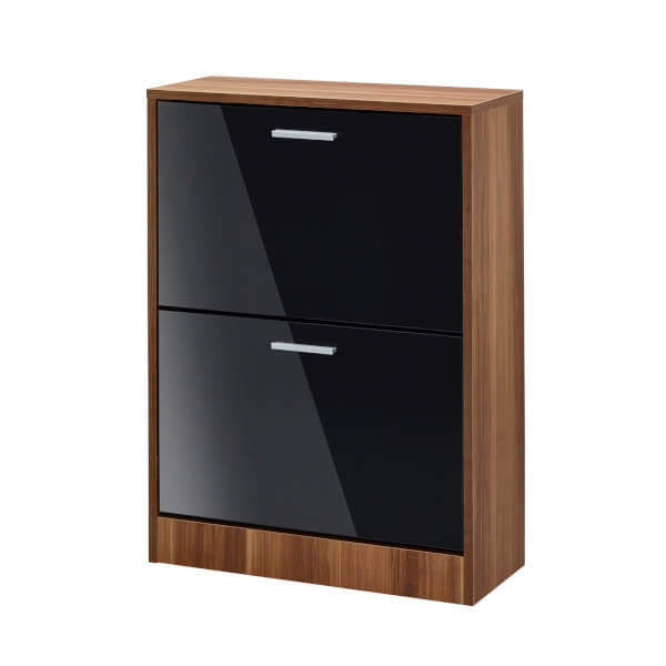 Strand 2 Drawer Shoe Storage Black Homebase