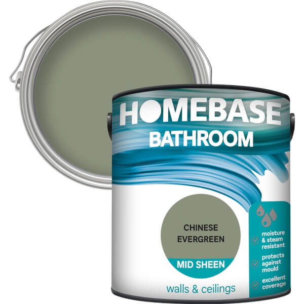 Homebase Bathroom Mid Sheen Paint Chinese Evergreen 2.5L Homebase