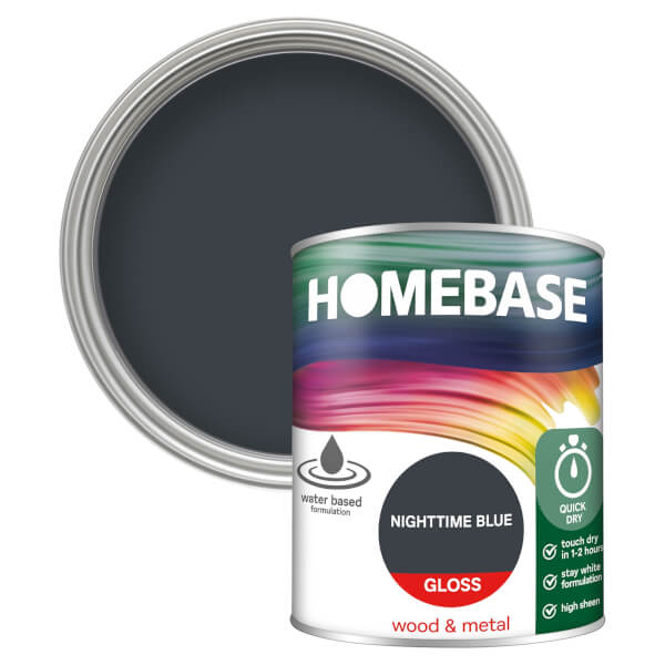 Homebase Interior Quick Dry Gloss Paint Nighttime Blue 750ml Homebase