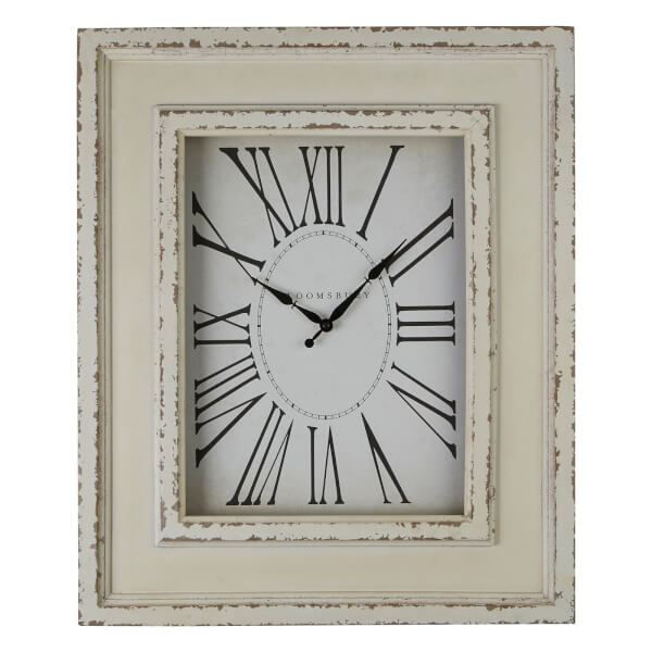 Square Wall Clock Distressed White Homebase
