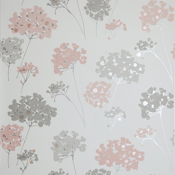 Arthouse Anya Floral Smooth Metallic Blush Pink Wallpaper Homebase