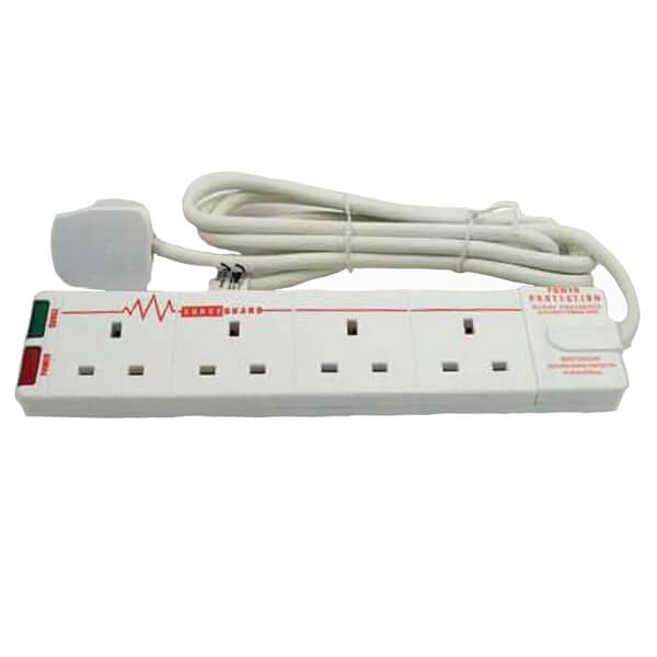 Masterplug 4 Socket Surge Extension Lead 2m White Homebase