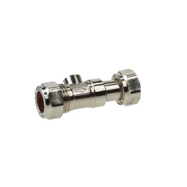 Straight Tap Connector and Isolating Valve 15mm 0.5in Homebase