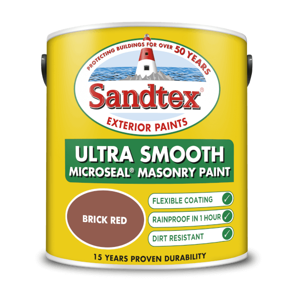 Sandtex Ultra Smooth Masonry Paint - Brick Red - 2.5L | Homebase