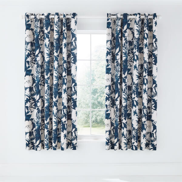 Lilium Lined Curtains 66x72 Indigo Homebase