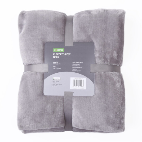 Fleece Throw Grey 120x150cm Homebase