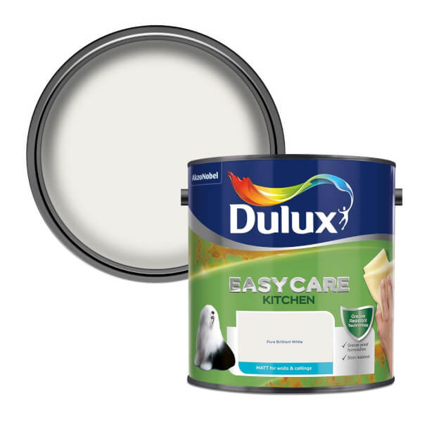 Dulux Easycare Kitchen Pure Brilliant White Matt Paint 2.5L Homebase