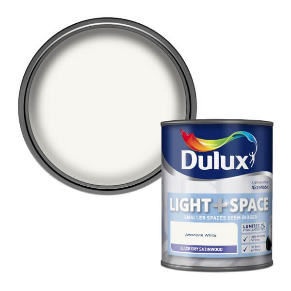 Dulux Quick Dry Absolute White Satinwood Paint 750ml Homebase