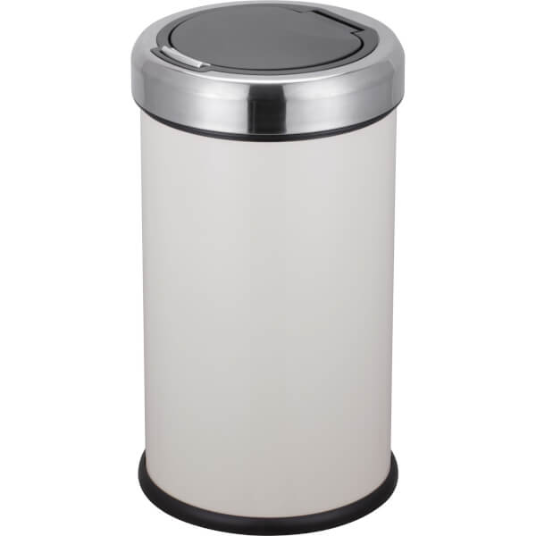 Touch Top Bin Cream & Chrome 50L Homebase
