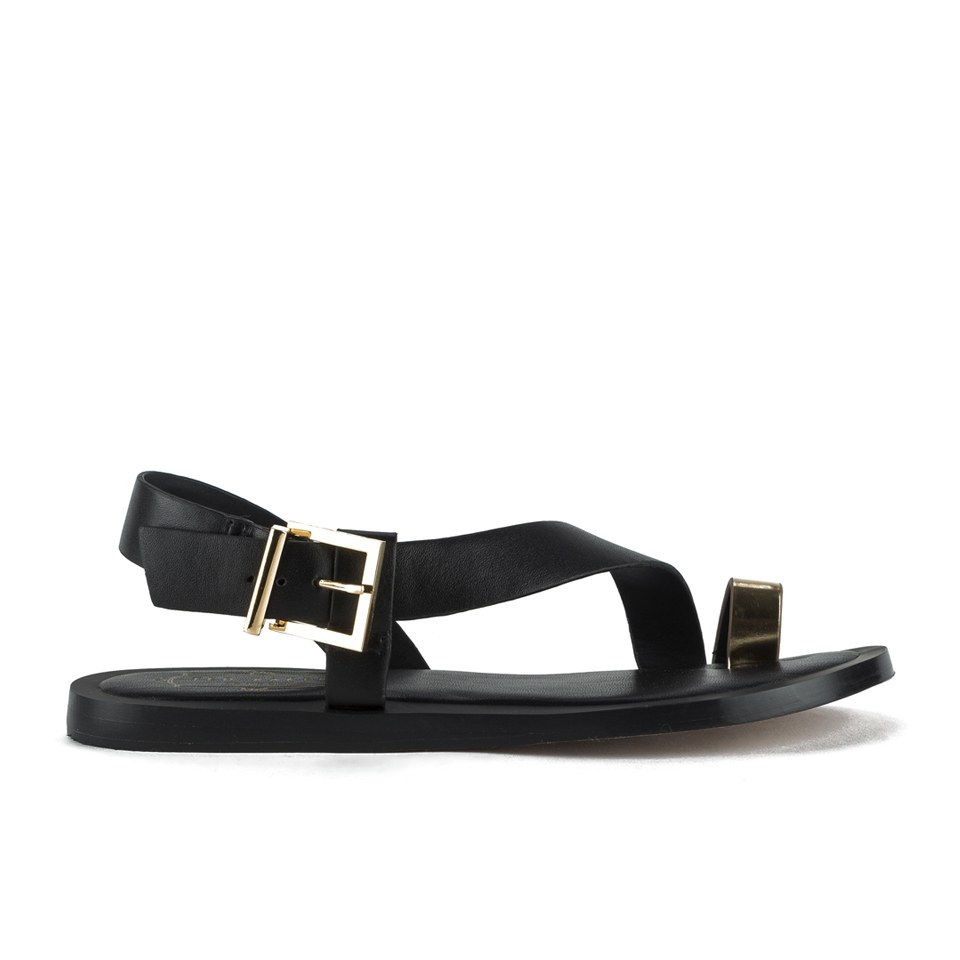 Ted Baker Women's Prendie Toe Post Leather Sandals - Black/Gold | FREE ...