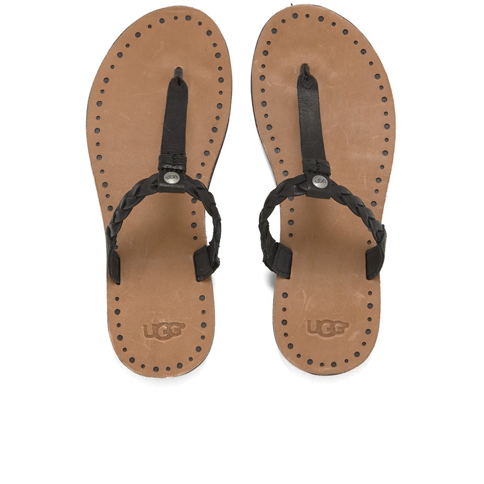 UGG Women's Bria Leather Flip Flops Black Free UK Delivery over £50