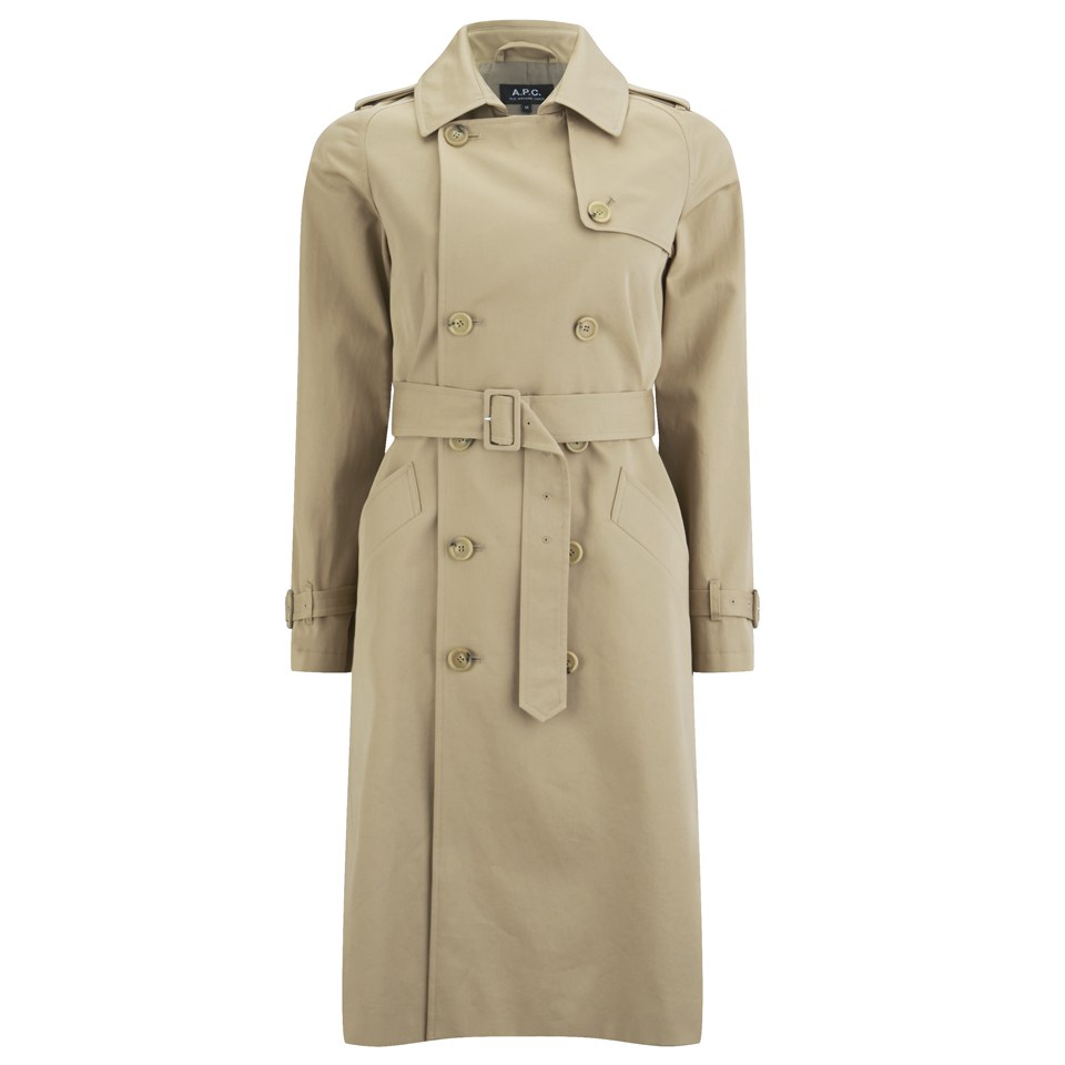A.P.C. Women's Greta Gabardine Trench Coat - Beige - Free UK Delivery ...