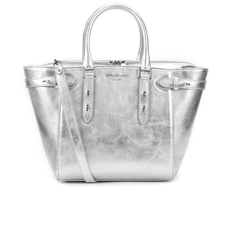 Aspinal of London Women's Marylebone Mini Tote Bag Silver Smooth