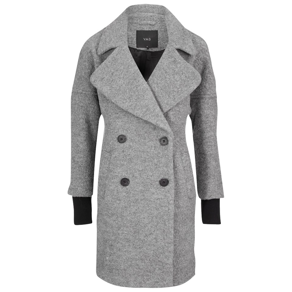 Y.A.S Women's Olivia Double Breasted Wool Coat - Light Grey Womens ...