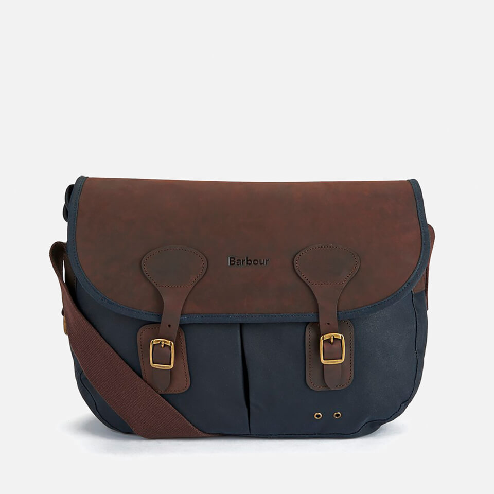 Barbour Men's Wax Leather Tarras Messenger Bag Navy Free UK
