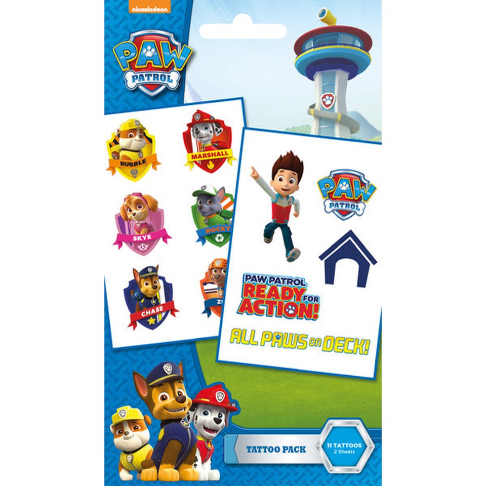 paw patrol characters tattoo pack shields temporary piece merch accessories