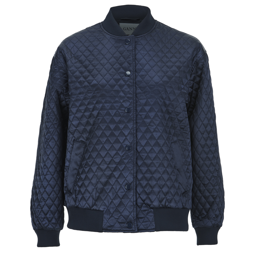 Ganni Women's Satin Quilted Bomber Jacket - Total Eclipse Clothing ...