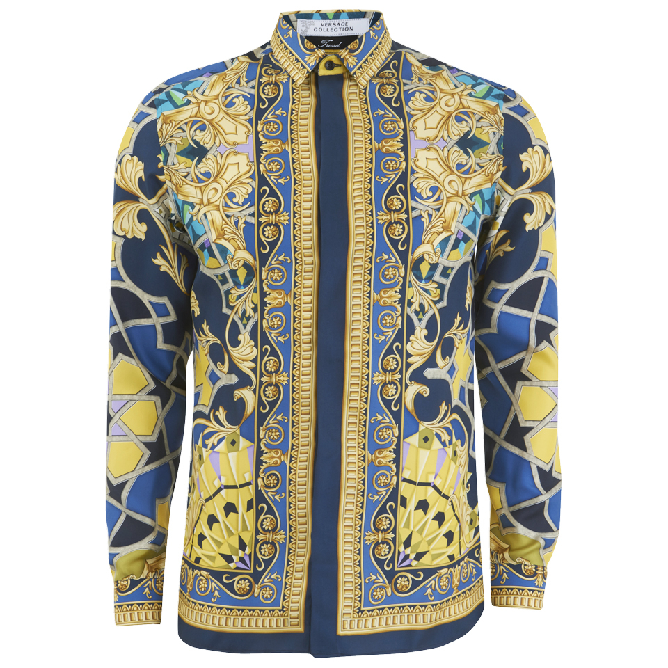 Versace Collection Men's Silk Printed Shirt - Blue Mens Clothing ...