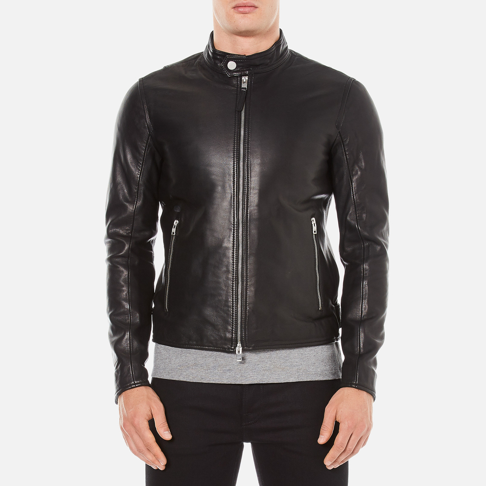J.Lindeberg Men's Trey Leather Jacket - Black Clothing | TheHut.com