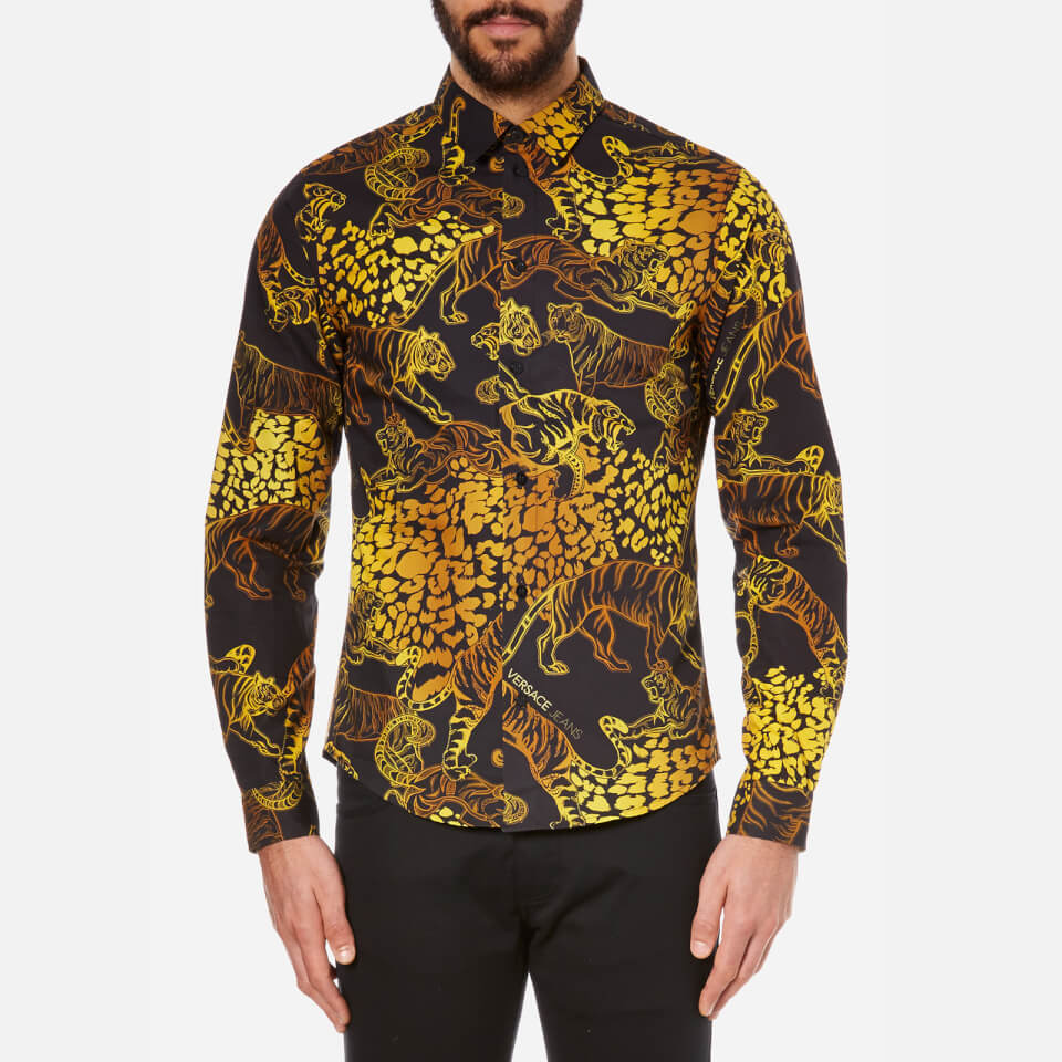 Versace Jeans Men's All Over Print Long Sleeve Shirt - Nero Mens ...