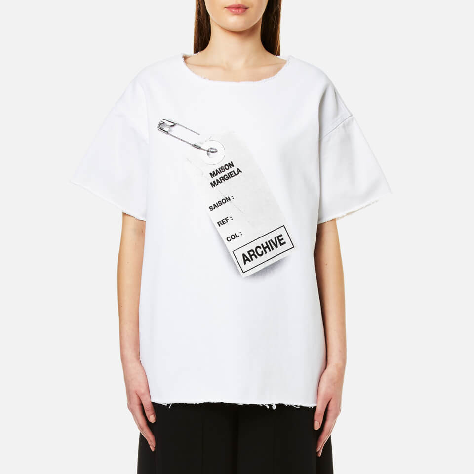 MM6 Maison Margiela Women's Oversized Tag Logo T-Shirt - White - Free ...