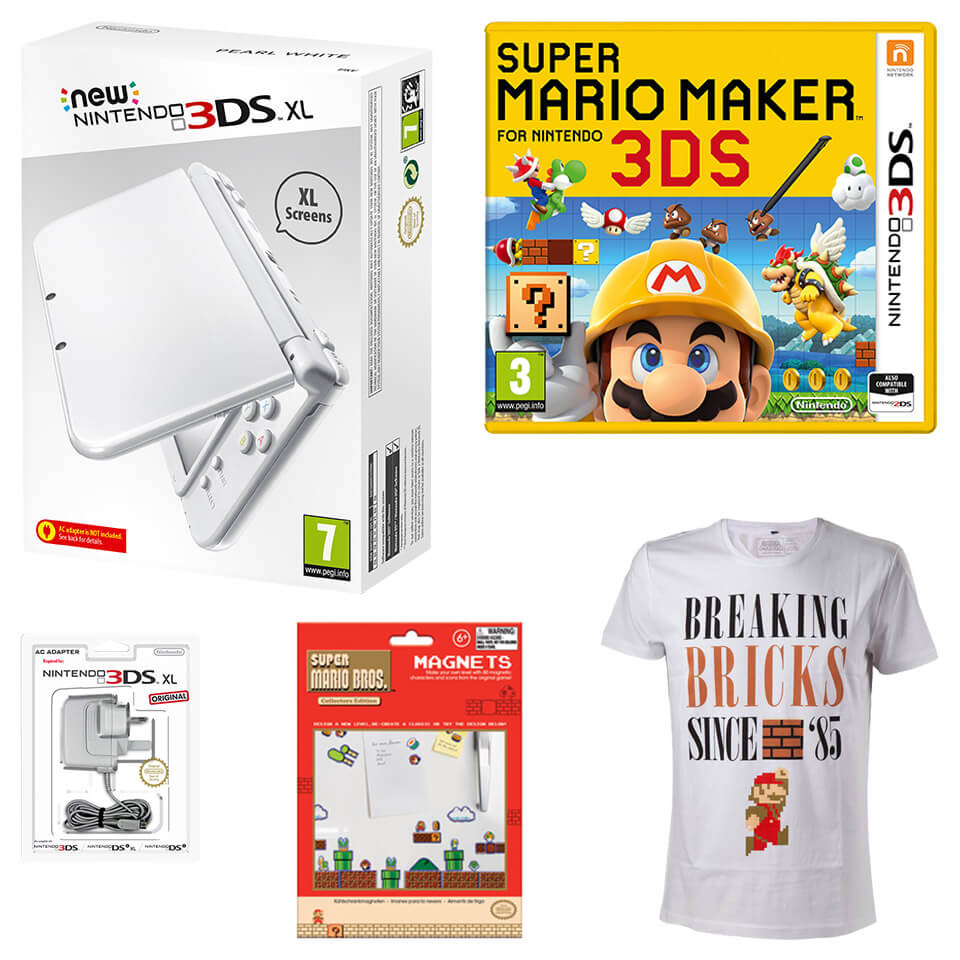 New Nintendo 3DS XL Pearl + Super Mario Maker for Nintendo 3DS Pack Nintendo Official UK Store