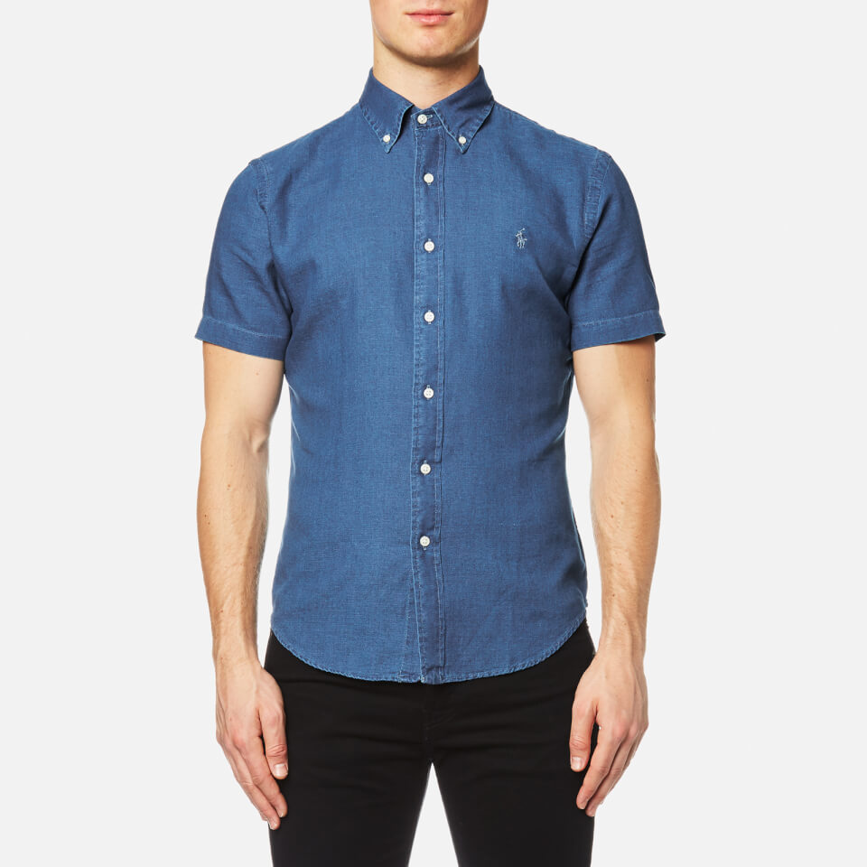 Polo Ralph Lauren Men's Short Sleeve Slim Fit Oxford Shirt - Denim ...