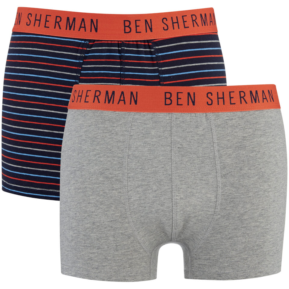 Ben Sherman Men's Logan 2 Pack Boxers Navy/Grey Mens Underwear Zavvi