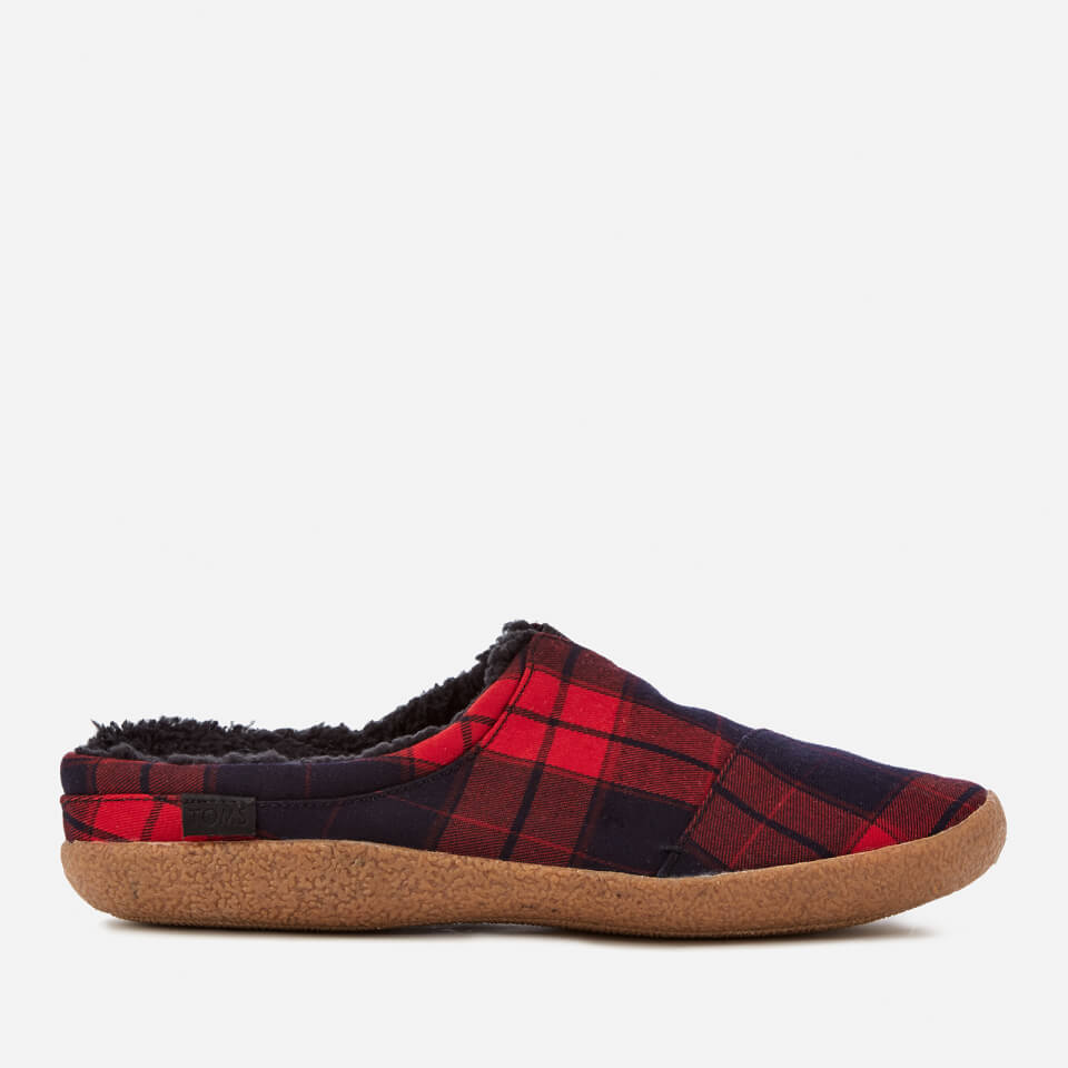 TOMS Men's Berkeley Plaid Slippers Red Clothing