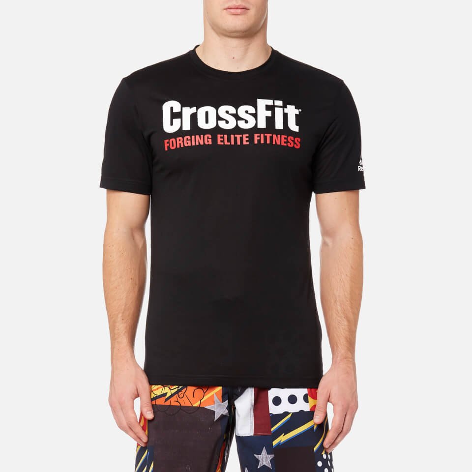Reebok Men's CrossFit Logo Short Sleeve T-Shirt - Black Clothing ...