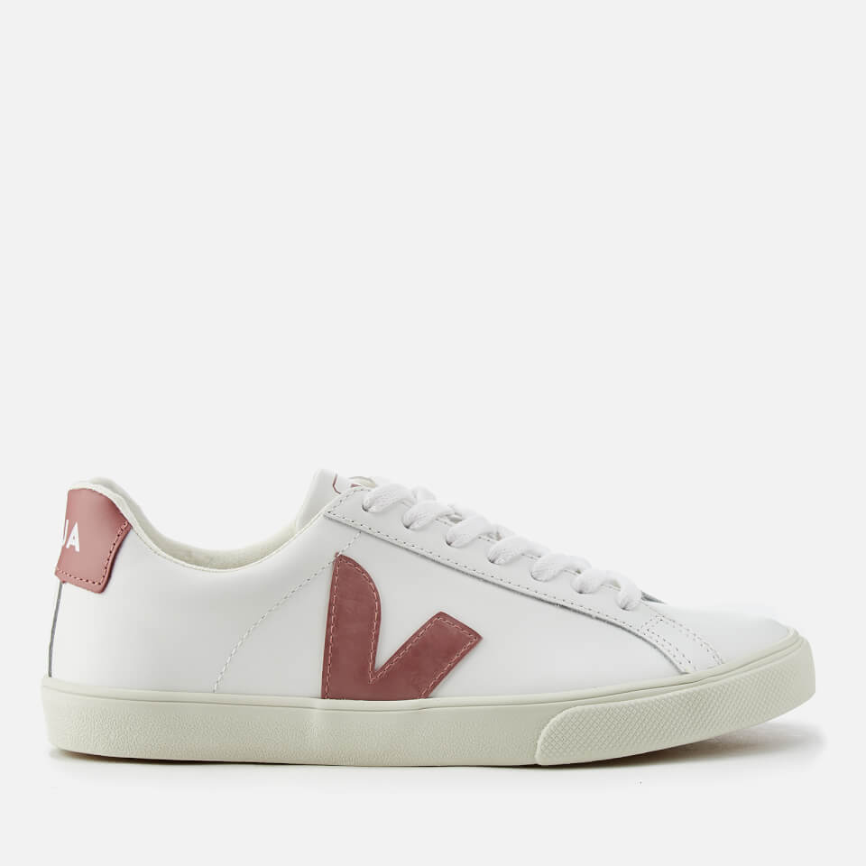 Veja Women&#39;s Esplar Leather Low Trainers - Extra White/Dried Petal | FREE UK Delivery | Allsole