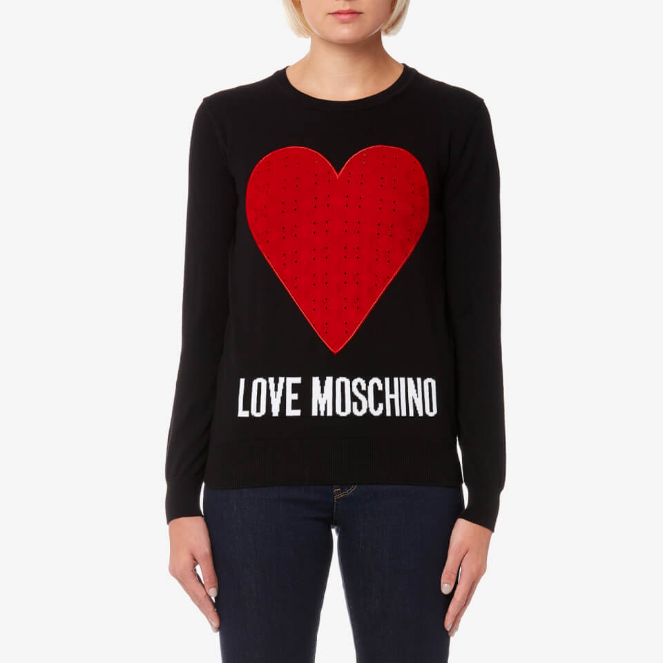 Love Moschino Women's Heart Logo Jumper - Black | TheHut.com