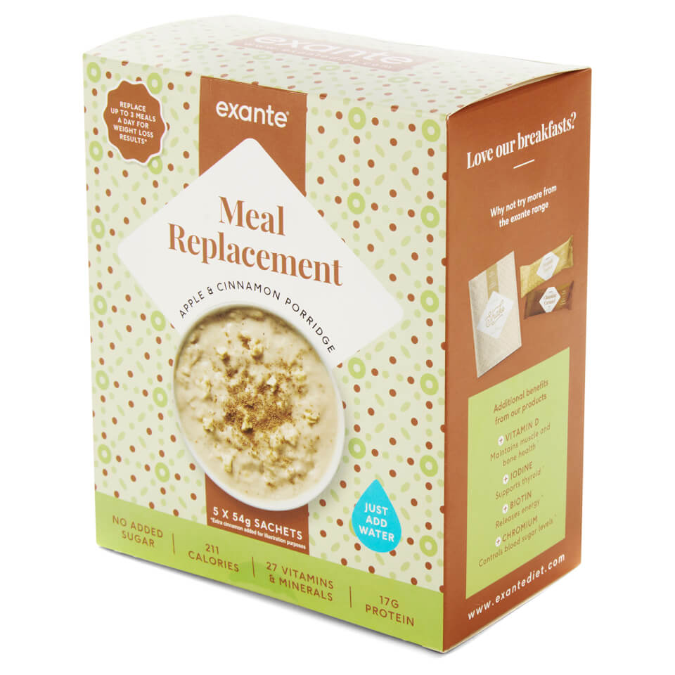 Meal Replacement Apple and Cinnamon Porridge, Pack of 5 Exante UK