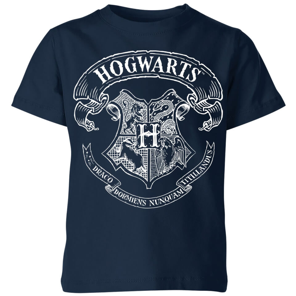 Harry Potter Hogwarts Crest Kids' T-Shirt - Navy | IWOOT