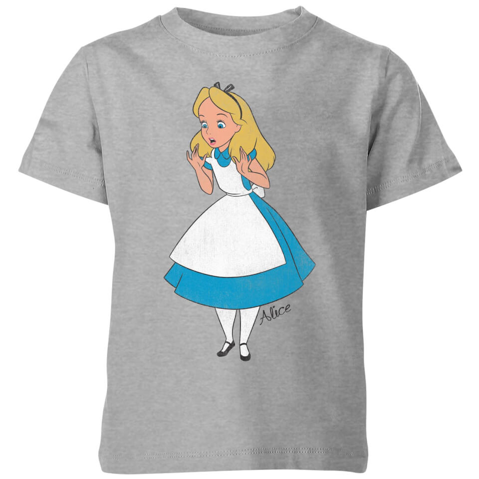 Disney Alice In Wonderland Surprised Alice Kids T Shirt Grey