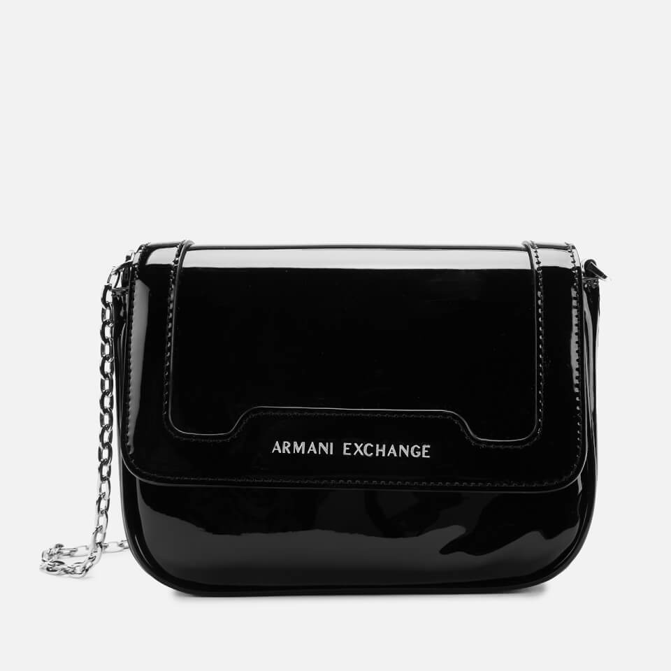 Armani Exchange Women&#39;s Patent Small Cross Body Bag - Black