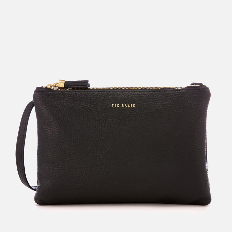 ted baker maceyy leather double zip cross body bag black