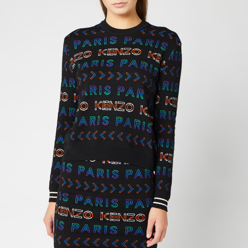 KENZO Women's Wool Allover Kenzo Jacquard Jumper Multi Free UK