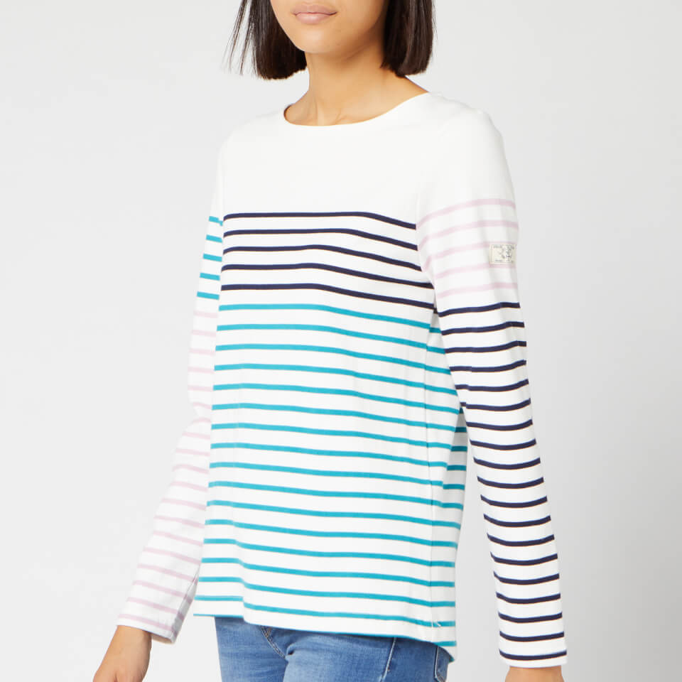 Joules Women's Harbour Long Sleeve Top Cream Navy Stripe Womens