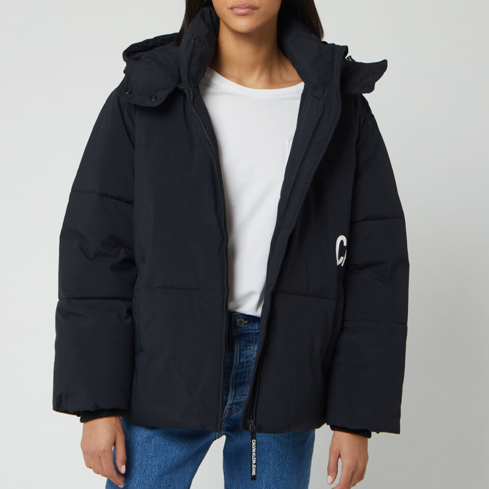 calvin klein multi logo puffer jacket