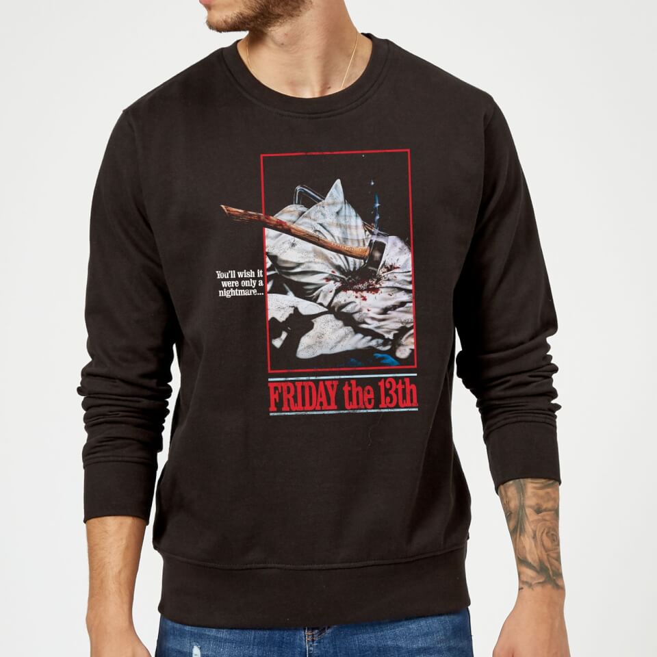 Friday The 13th Axe Attack Retro Poster Sweatshirt Black Clothing Zavvi Uk
