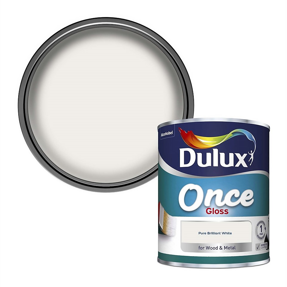 Dulux Once Pure Brilliant White Gloss Paint 750ml Homebase