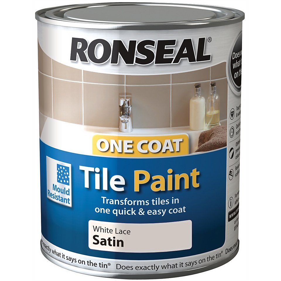 Ronseal One Coat Tile Paint White Lace Satin 750ml