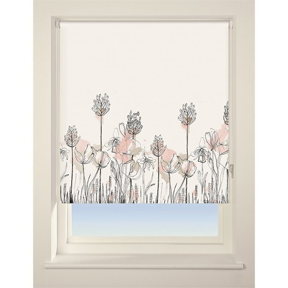 Floral Border Roller Blind 120cm Homebase