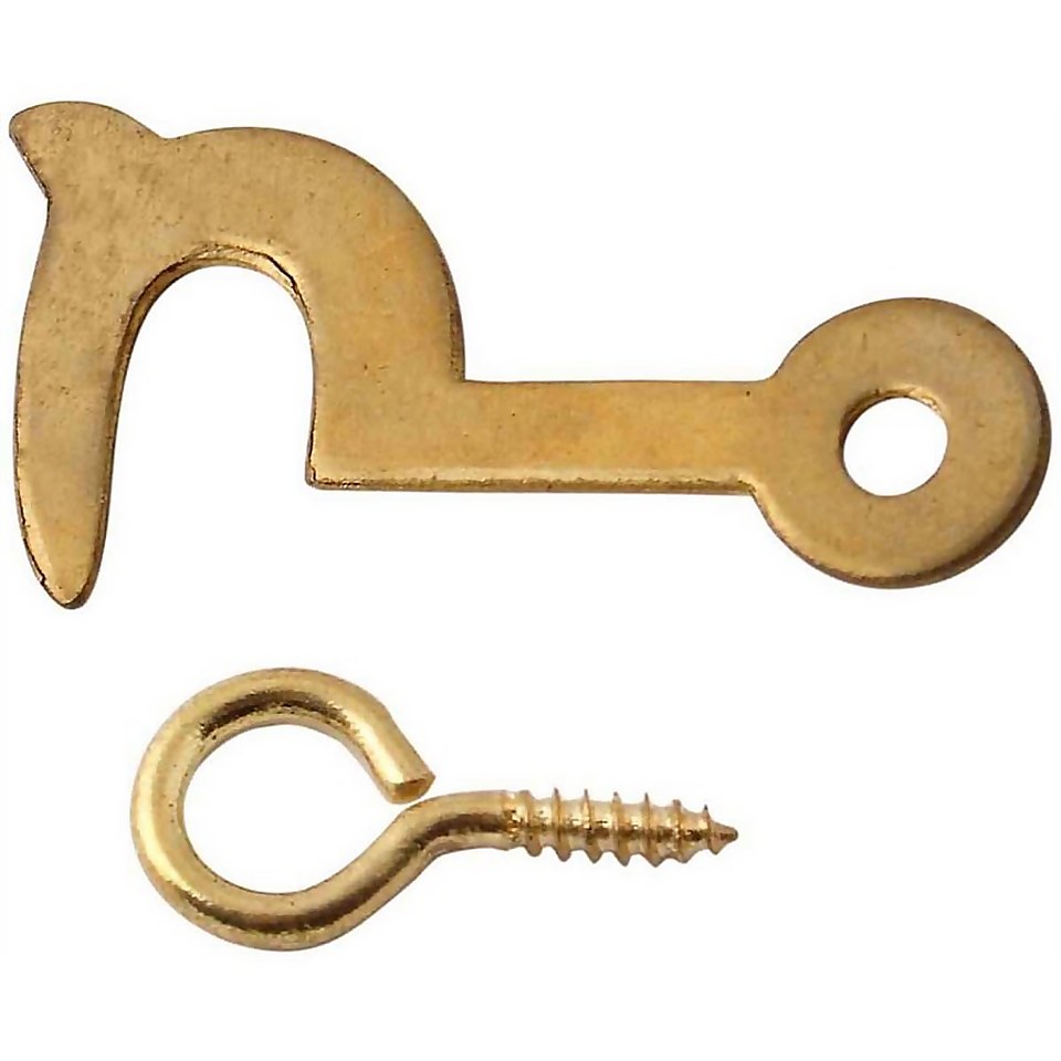 Brass Side Hook & Eyes 32mm 2 Pack Homebase