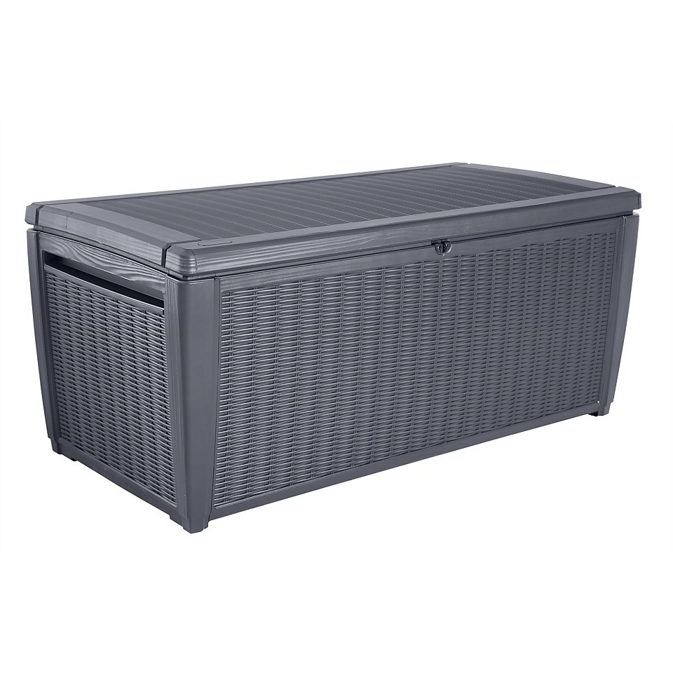 Keter Sumatra Rattan Effect Garden Storage Box Grey / 511L Homebase