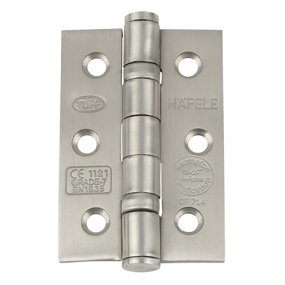 Hafele Grade 7 Butt Hinge Satin Stainless Steel 76 x 51mm 2 Pack