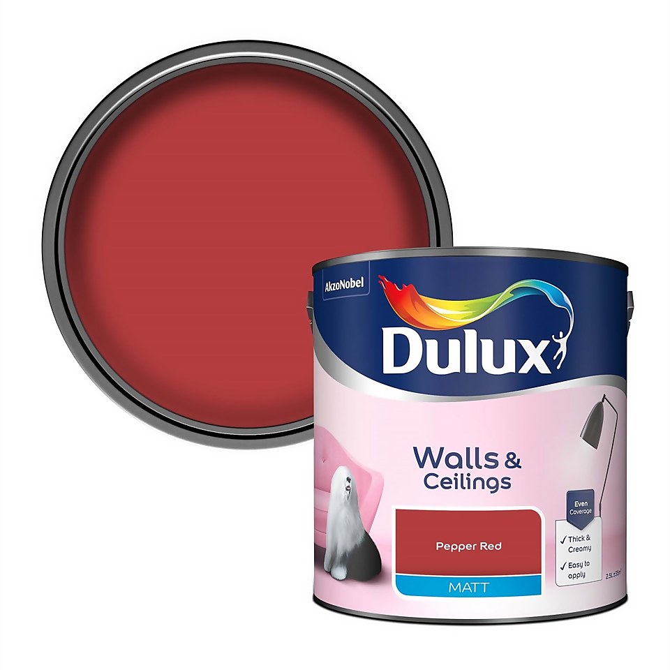 Dulux Standard Pepper Red Matt Emulsion Paint 2.5L Homebase